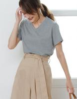 極とろみVネックベーシックTシャツ
