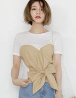 コルセットライクリボンデザインTシャツ