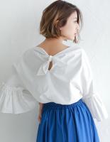 バックリボンフレアスリーブトップス