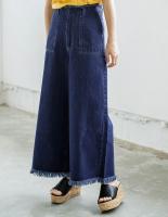 10オンスハイウエストフリンジデニムワイドパンツ