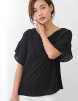 チューリップ袖ジョーゼットシフォンブラウス