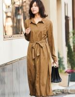 スエードタッチロングシャツワンピース