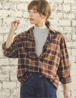 ドロップショルダーチェック柄シャツ