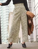 ダルメシアン柄ギャザーハイウエストパンツ