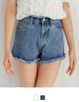 フリンジデニムショートパンツ