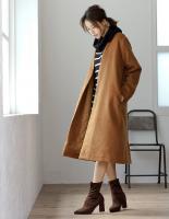 中綿Vネックノーカラーコート