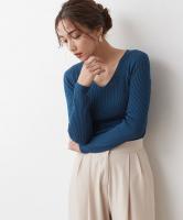 選べるネック美シルエットリブニット