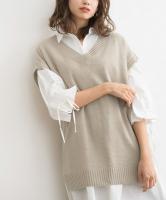 Vネックロングベスト