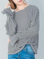 べルタイプロング袖ストライプTシャツ