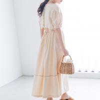 ≪青柳文子select≫バックオープンステッチワンピース(全2色)[391E]