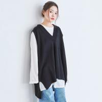 deep v knit long vest[4081C]