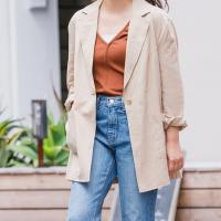 cotton hemp one button jacket[677K]