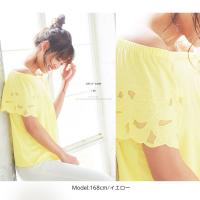 ≪秘密のSALE★特別特価 6/6(木)pm19:30 - 6/7(金)am11:59≫袖レースカットオフショルダー2wayトップス [C3078]