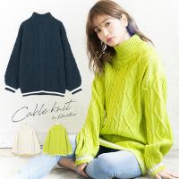 ≪SALE!!≫ライン入りケーブルニット [C3607]