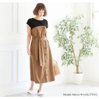 リボン付きリネンドッキングワンピース [E2053]