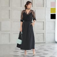 レースドッキングカシュクールドレスワンピース [E2372]