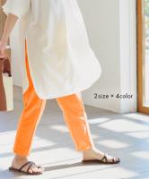 ストレッチリネン混クロップドテーパードパンツ [M3587]