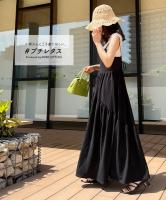 [ プチレタス ] ふくれジャガードバックリボンキャミワンピース [E3272]