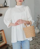 シワになりにくい パフスリーブAラインブラウス [C6824]