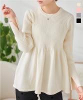 袖スリットペプラムニットトップス [C6988]