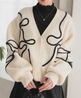 コード刺繍ウォッシャブルニットカーディガン [N1160]