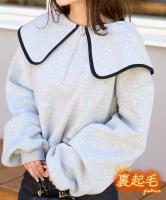 [ 裏起毛 ] ラウンドカラークロップドスウェットトップス [C7354]