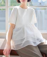 オーガンジーペプラムポンチTシャツ[C7399]