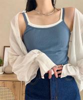 レイヤード風カップ付きキャミソール [C7475]