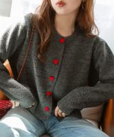 ハートボタン デザインニットカーディガン [C7640]