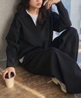 スポンディッシュニットスキッパートップス×ワイドパンツセットアップ [N1237]