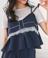 レース切替ストライプキャミビスチェ [C7778]