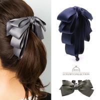 バナナクリップ サテン エレガント リボン バナナクリップ  ４連リボン 上品 ヘアアクセサリー デイリー ヘアアクセサリー ヘアクリップ 結婚式 プレゼント シンプル 大人可愛い バナナク