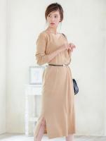 カシミヤタッチロングニットワンピース