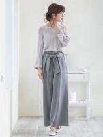 ツイルウエストベルトワイドパンツ