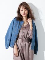 ノーカラーデニムジャケット