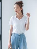 VネックストレッチシンプルTシャツ