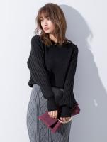 デザインスリーブドルマンニット